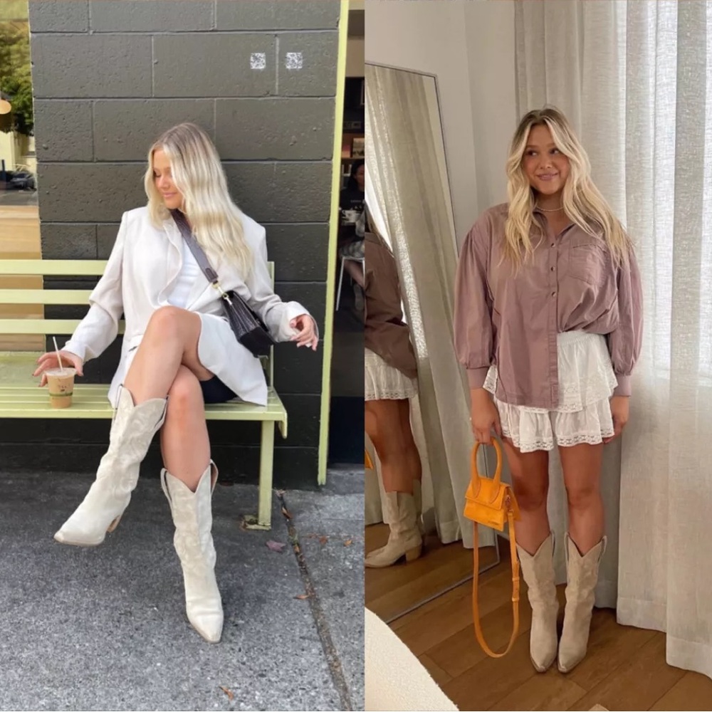 Jeffrey Campbell Dagget Western Boots Sand Suede